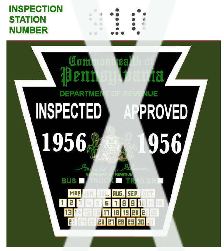 (image for) 1956 PA Bus Truck Trailer Inspection Sticker